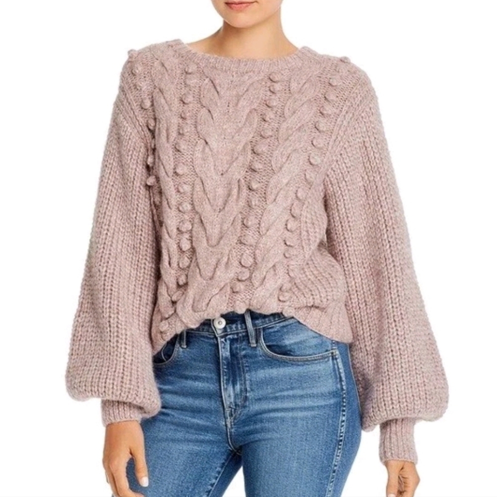 Eleven Six Charlotte Alpaca Blend Mix Knit Sweater Balloon Sleeves Made In Peru